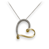 Matte Gold Plated Heart Pendant Necklace With Half CZ