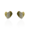 Gold Plated Curved And Lined Heart Earrings With CZ Stones