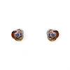 14k Triple Tone Small Knot Earrings With Center CZ Stone