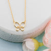 Gold Plated Butterfly Necklace with 3 CZ Stones in the Middle