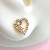 14k Gold Open Heart Earrings With CZ Border & Inner Partial CZ Accent