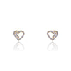 14k Gold Open Heart Earrings With CZ Border & Inner Partial CZ Accent