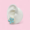 Gold Plated Large Turquoise Flower Earring with CZ Halo