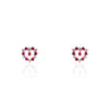 14k Yellow Gold Open Heart Earrings With Alternating Pointy Pink and White CZ Stones