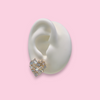 Large Heart Stud Earrings With Scattered Round and Baguette CZ Stones