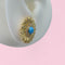 Gold Plated Sunflower Earring with Turquoise Center with CZ Halo