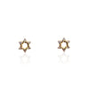 14k Gold Screwback Earrings With Open Jewish Star With White CZ Points