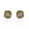 Gold Plated Diamond Cut Square Earring With CZ Cluster Center