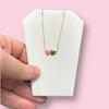 Gold Necklace with Pink Enamel Heart and Gold Shiny Heart