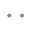 14K Yellow Gold Pave CZ Stone Flower Screwback Earring