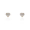 14K Yellow Gold CZ Stone Center Heart Screwback Earring with CZ Stone Halo