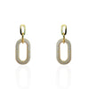 Gold Plated Paperclip Style Earrings With Large Hanging Pave CZ Paperclip