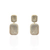 Gold Plated Double Rectangle Pave Earrings