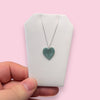 Silver Heart Necklace with Light Blue Pave CZ Center