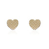 Gold Plated Heart Shaped Earrings With Small Pearls Set in Honeycomb Design