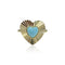 Gold Plated Ruffle Heart Ring With Turquoise Center