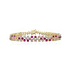 Gold Plated Scattered Tennis Bracelet With Light Pink, Hot Pink And White CZs