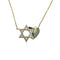Gold Plated Jewish Star With CZ Stones and Merged Gold Heart Necklace