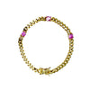 Gold Plated Cuban Link Bracelet with 3 Pink CZ Stones