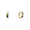 14K Yellow Gold Shiny Huggie Earring with CZ Stone Row