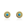Gold Plated Sunflower Earring with Turquoise Center with CZ Halo