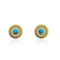 Gold Plated Sunflower Earring with Turquoise Center with CZ Halo