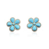 Gold Plated Large Turquoise Flower Earring with CZ Halo