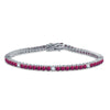 Silver Tennis Bracelet With Colored CZ Stones & White CZ Stone Intervals - Choose Your Color