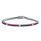 Silver Tennis Bracelet With Colored CZ Stones & White CZ Stone Intervals - Choose Your Color