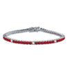 Silver Tennis Bracelet With Colored CZ Stones & White CZ Stone Intervals - Choose Your Color