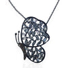 Black Rhodium Butterfly Necklace With Baguettes