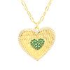 Designed Heart with Emerald Center Stones