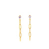 CZ Stud with Dangling Paperclip Link Earrings Gold Itsallagift