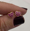 Gold Heart Stud Earrings With CZ Stones And Screw Back Post Ruby Itsallagift