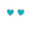 Heart Earrings with CZ Halo Turquoise Itsallagift