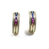 Channel Set Rainbow CZ With White CZ Border Hoop Earrings Itsallagift